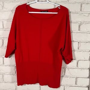 Cable & Gauge Short Sleeve Red Sweater